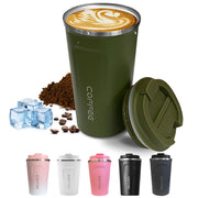 Travel coffee mugs leak-proof, reusable coffee cups with lids, stainless steel vacuum thermos coffee tumblers,thermal insulation cups for men and women keep hot & cold drinks(2nd-Black, 12OZ)