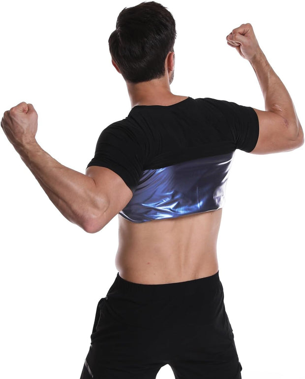 Sauna Shirt for Men,Heat-Trapping Short-Sleeve Sweat Suit, Compression T-Shirt,Body Shaper Vest for Gym Exercise