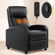 Recliner Chair for Living Room, Leather Home Theater Seating with Lumbar Support with Adjustable Backrest and Footrest, Modern Living Room Furniture with Padded Seat Backrest, Black