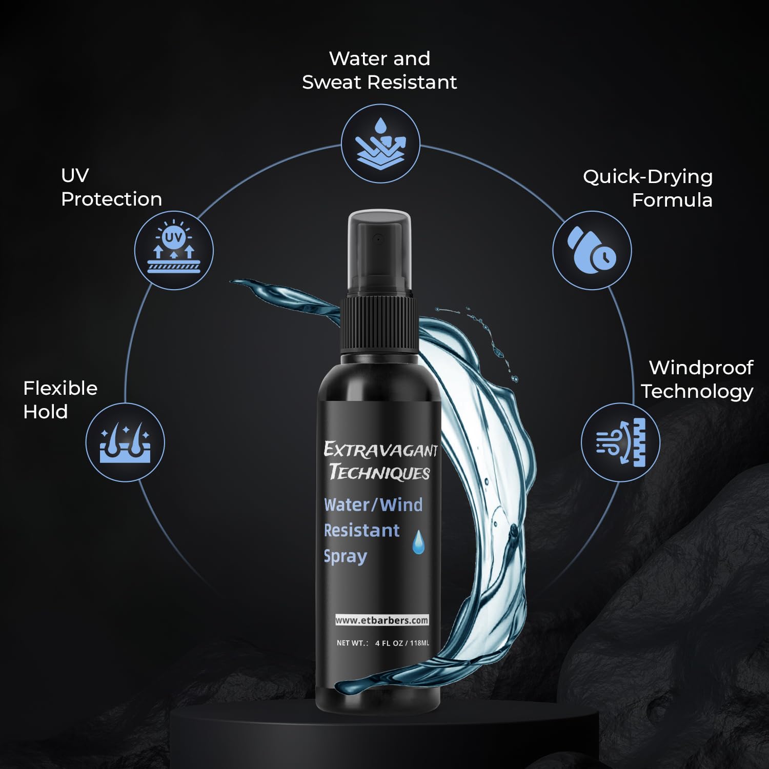 Hair Fiber Spray for Men & Women – Strong Hold, Quick Dry, Sweatproof, No Flaking – Locks Hair Building Fibers All Day – Wind & Water Resistant Hair Loss Concealer – 4oz by Extravagant Techniques.