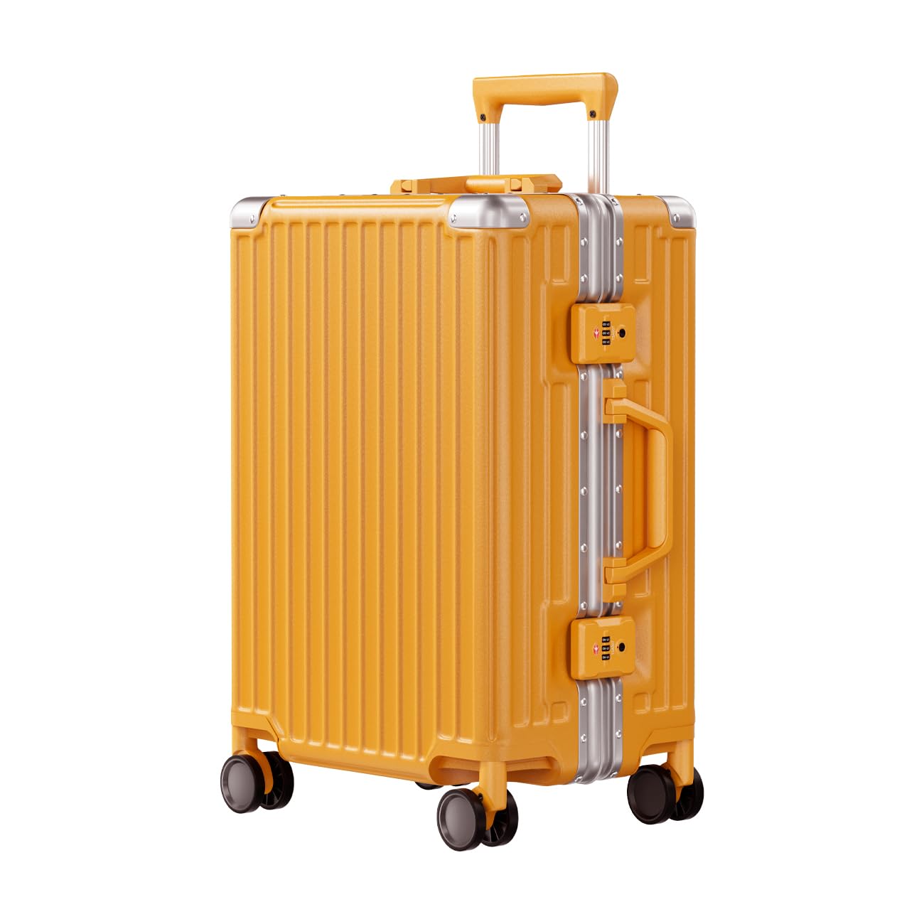 AnyZip Luggage Sets 2 Piece Aluminum Frame Carry On and Checked Suitcase PC ABS Hard Shell TSA Lock No Zipper(Silver, 20/28)