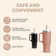 Leakproof, Eco-Friendly Tumbler Bottle – Multi-Use Protein Shaker, Smoothie Cup & Water Bottle – White Marble, Pink, Beige, Black (Pink, Pack Of 2)