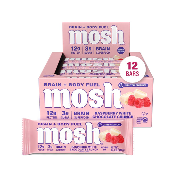 MOSH Variety Pack Keto Protein Bars, High Fiber, Low Carb, Gluten Free, High Protein, Brain Healthy Snack with Ashwagandha, Lion's Mane, 15 Count