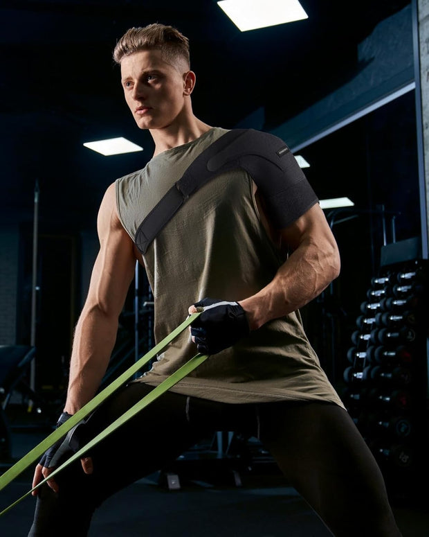 Komoko Shoulder Brace, Rotator Cuff Support Brace and Arm Sling for Pain Relief, Shoulder Compression Sleeve for Preventing Strains and Dislocation, Adjustable Fits Left and Right Arm, Men & Women