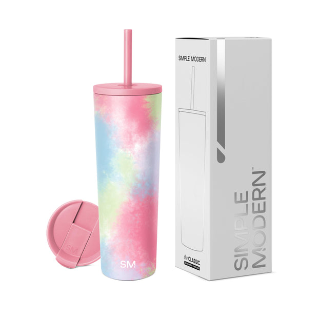 Simple Modern Insulated Tumbler with Lid and Straw | Iced Coffee Cup Reusable Stainless Steel Water Bottle Travel Mug | Gifts for Women Men Her Him | Classic Collection | 24oz | Midnight Black