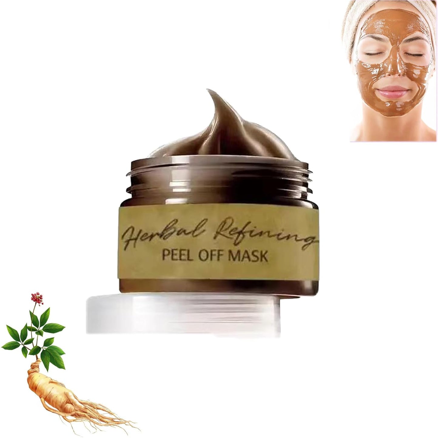 Herbal Refining Peel-Off Facial Mask,Pull-off blackhead removal mask cream (1PCS)