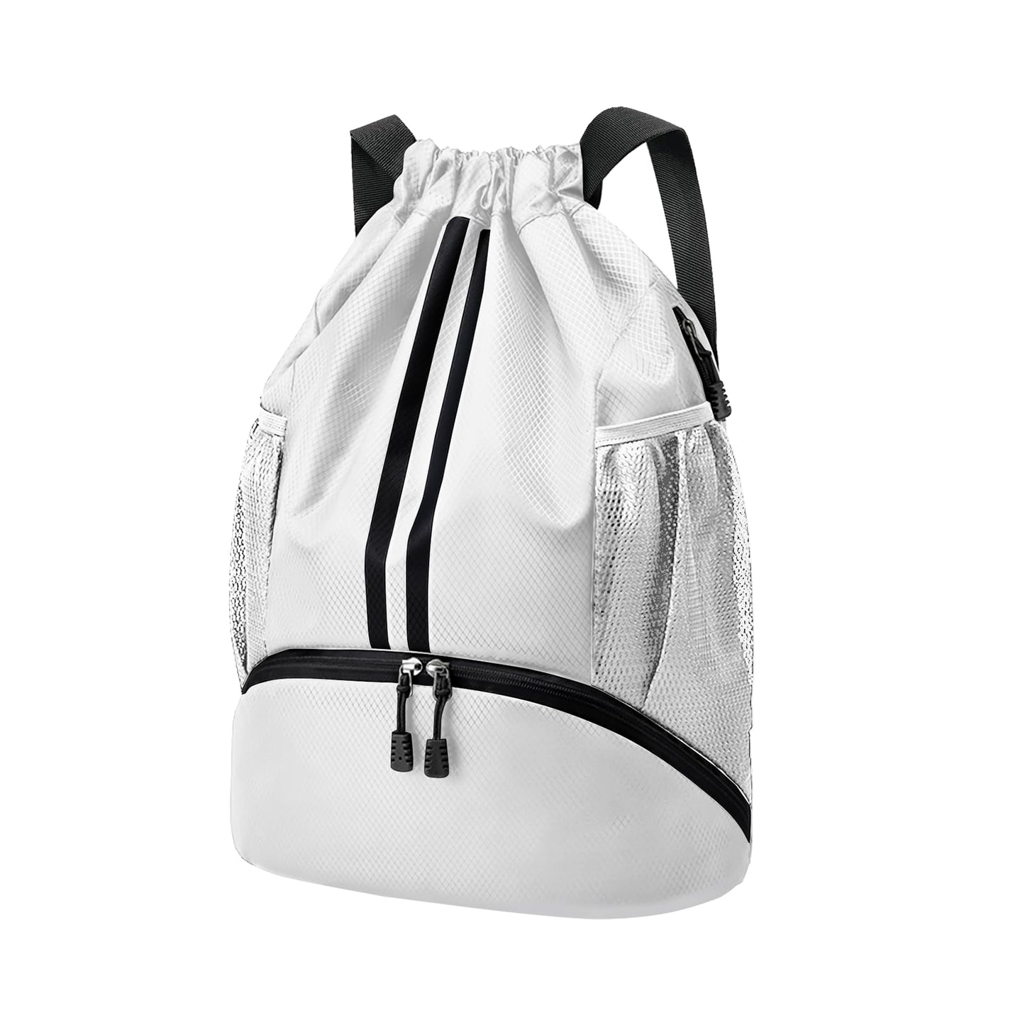 Hoedia Sports Drawstring Backpack - String Swim Gym Bag with Shoes Compartment and Wet Proof Pocket for Women&Men