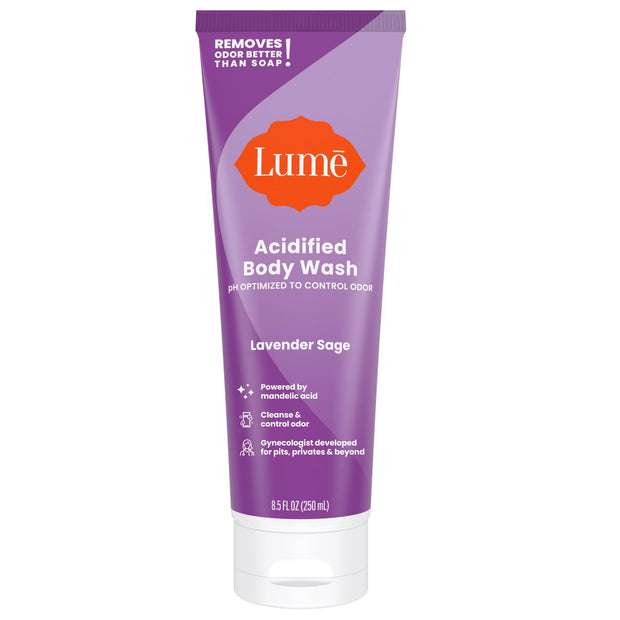 Lume Acidified Body Wash - 24 Hour Odor Control - Removes Odor Better than Soap - Moisturizing Formula - Formulated Without SLS or Parabens - OB/GYN Developed - 8.5 ounce (Clean Tangerine)
