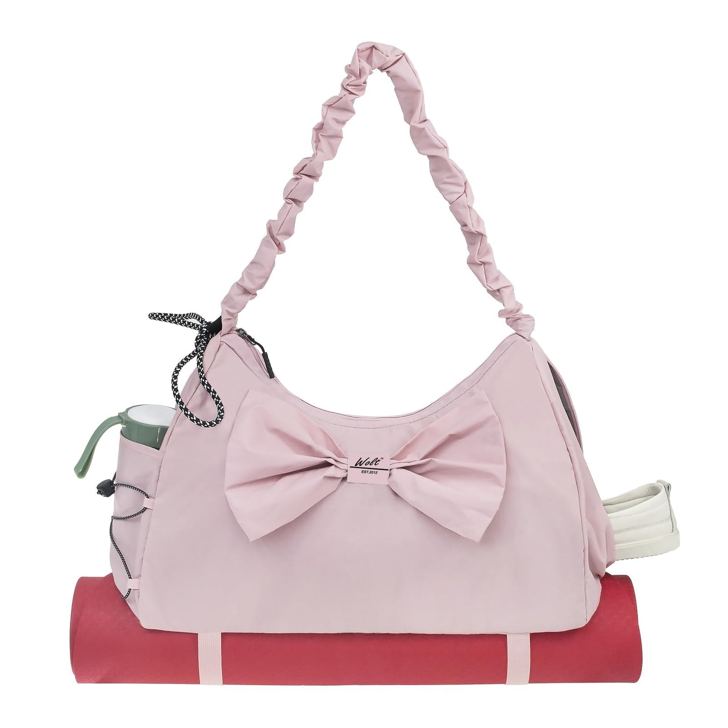 WOLT Gym Bag For Women, Yoga Mat Bag with Shoes Compartment, Wet Pocket and Water Bottle Pocket