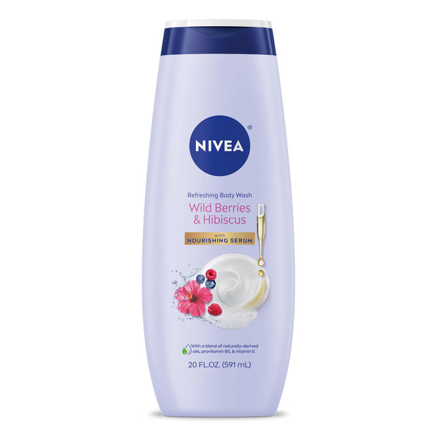 NIVEA Refreshing White Peach and Jasmine Body Wash with Nourishing Serum, Scented Body Wash for Women, Enriched with Provitamin B5 and Vitamin E, 20 Fl Oz Bottle