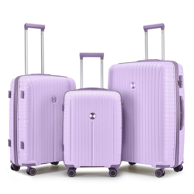 Joyway Luggage Sets 6 Piece PP Hardside Carry on Suitcase with Spinner Wheels and TSA Lock for Travel, Purple