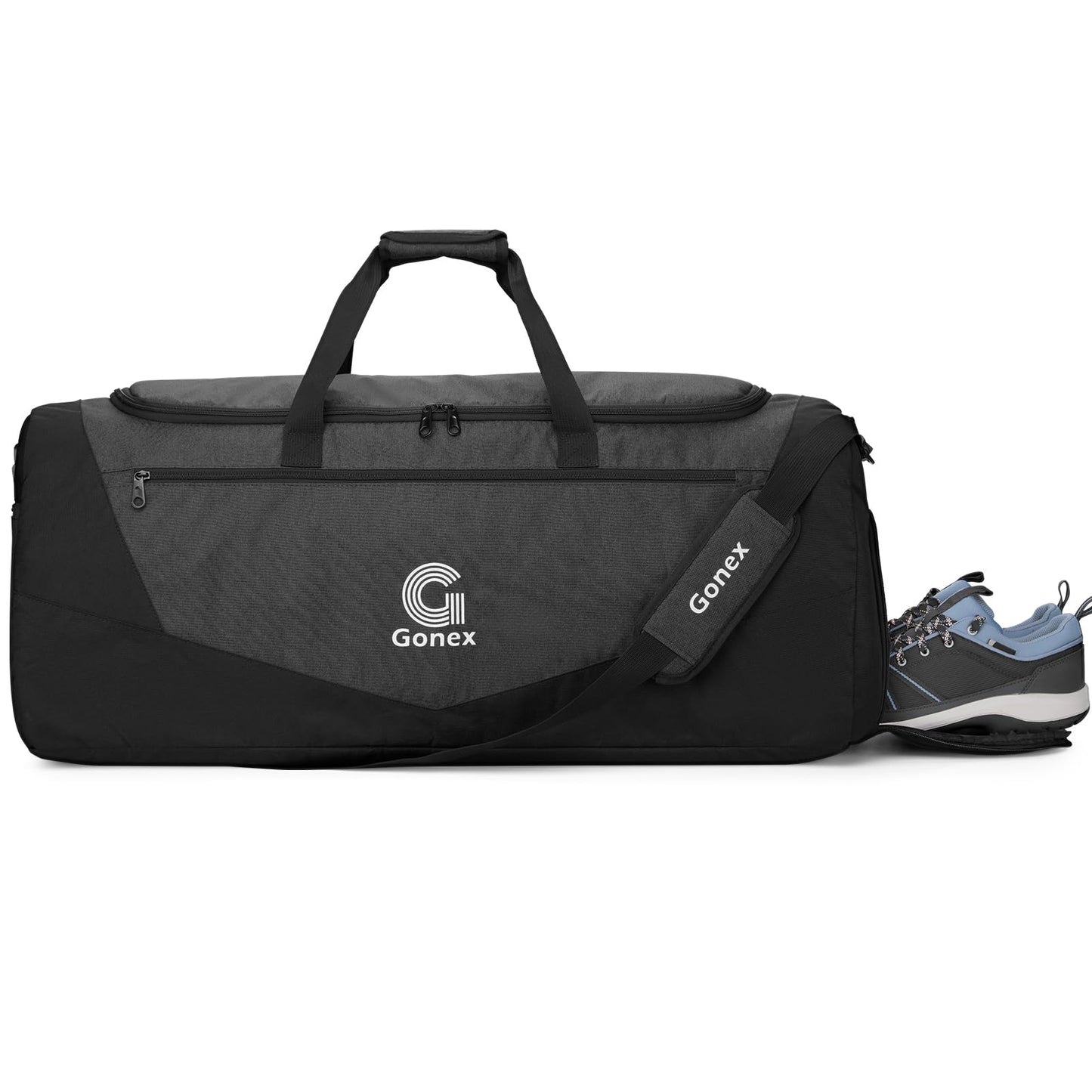 Gonex Gym Duffel Bag with Shoe Compartment Wet Pocket, Large Capacity Sports Duffle Bag for Men Women, Workout & Travel Bag with Multiple Pockets, Black/Gray, Small (30L)