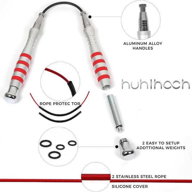 Speed Jump Rope - No-Screw Design, 360° Rotation, Non-Slip Silicone, Weighted, Includes 2 Handles, Portable Fitness Tool for Boxing