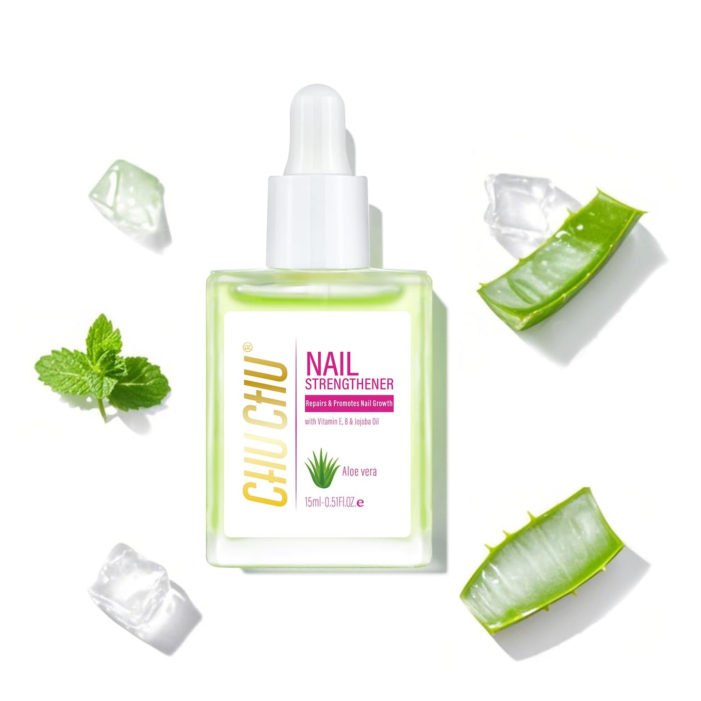 CHUCHU Nail Growth and Strengthener Oil for Cuticle - Pineapple Scent Cuticle Oil Repair Moisturizing Treatment - Natural Jojoba Vitamin B & E Nail Oil for Dry Cracked Nails