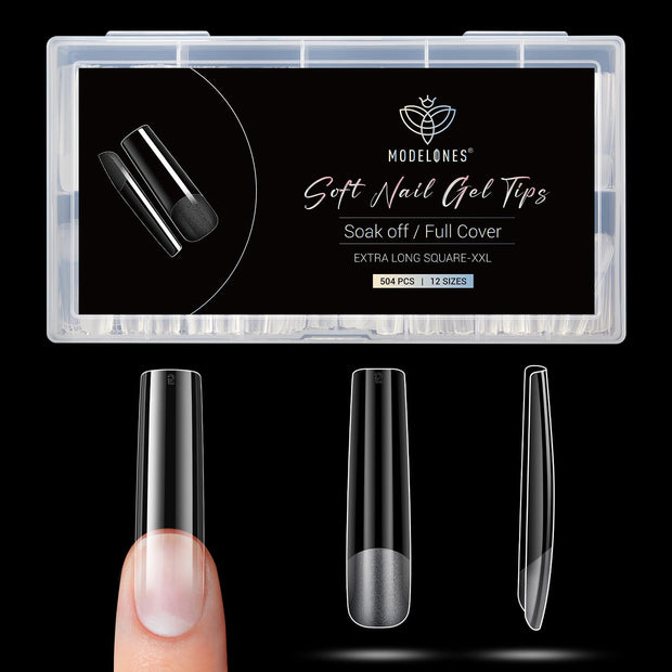 Modelones Medium Almond Nail Tips 510Pcs Clear False Acrylic Almond Press on Nails Pre-shape Full Cover Fake Extension DIY at Home 15 Sizes