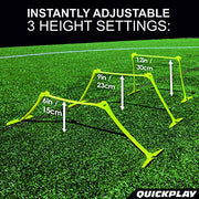 QUICKPLAY PRO Quick-Click Adjustable Speed Hurdles, Set of 6 | 3 Heights in One (6", 9", 12") | All-in-One Agility & Plyometric Training Hurdles | Patented, Portable & Durable