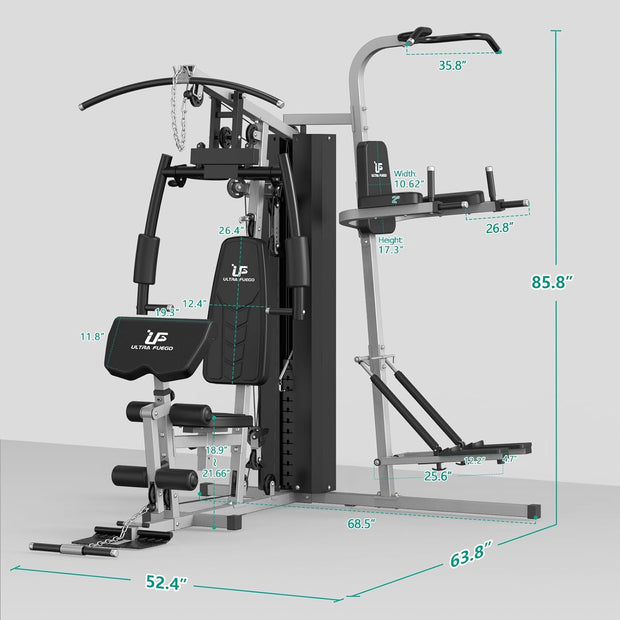 Multifunctional Home Gym Equipment Workout Station with Pulley System, Arm, and Leg Developer for Full Body Training