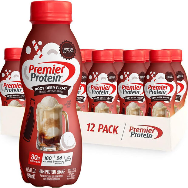 Premier Protein Shake, Limited Edition, Root Beer Float, 30g Protein, 1g Sugar, 24 Vitamins & Minerals, Nutrients to Support Immune Health, 11.5 fl oz, 12 Pack