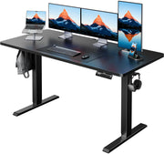 HUANUO 48" x 24" Electric Standing Desk Adjustable Height, 4 Memory Height Settings, Headphone Hook, Cable Manager, Sit Stand Up Desk for Home Office & Computer Workstation, Black