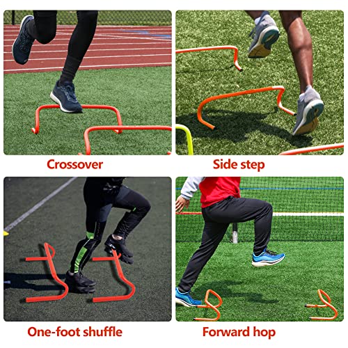 Speed & Agility Ladder Training Equipment Set, Includes 12 Rung 20ft Agility Ladder, 4 Agility Hurdles,12 Disc Cones, 1 Resistance Parachute for Training Football Soccer Basketball Athletes