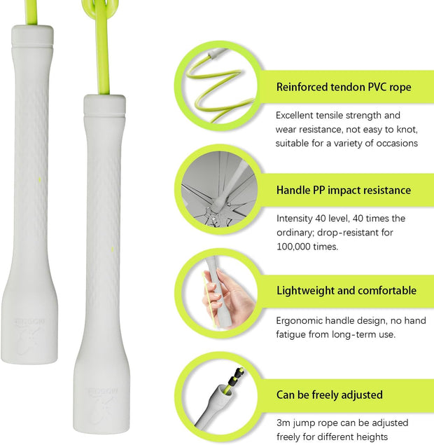 Workout Jump Rope,5mm PVC Jump Rope,Adjustable Length with Shatterproof Handles, Ideal for Beginners & Advanced Athletes, Fitness, Cardio & Boxing