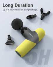 Mini Massage Gun, Percussion Muscle Massager for Back Pain Relief, Compact Sports Travel Massage Gun with 6 Massage Heads 4 Speeds, Gift for Her, Home, Athletes