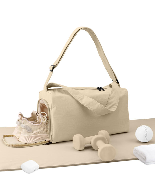 Small Gym Bag for Women with Shoes Compartment, Stylish Duffle Travel Bag for Plane, Lightweight Duffle Bag for Women & Men, Sport Gym Tote Bag with Wet Pocket for Yoga, Pilates, Swimming