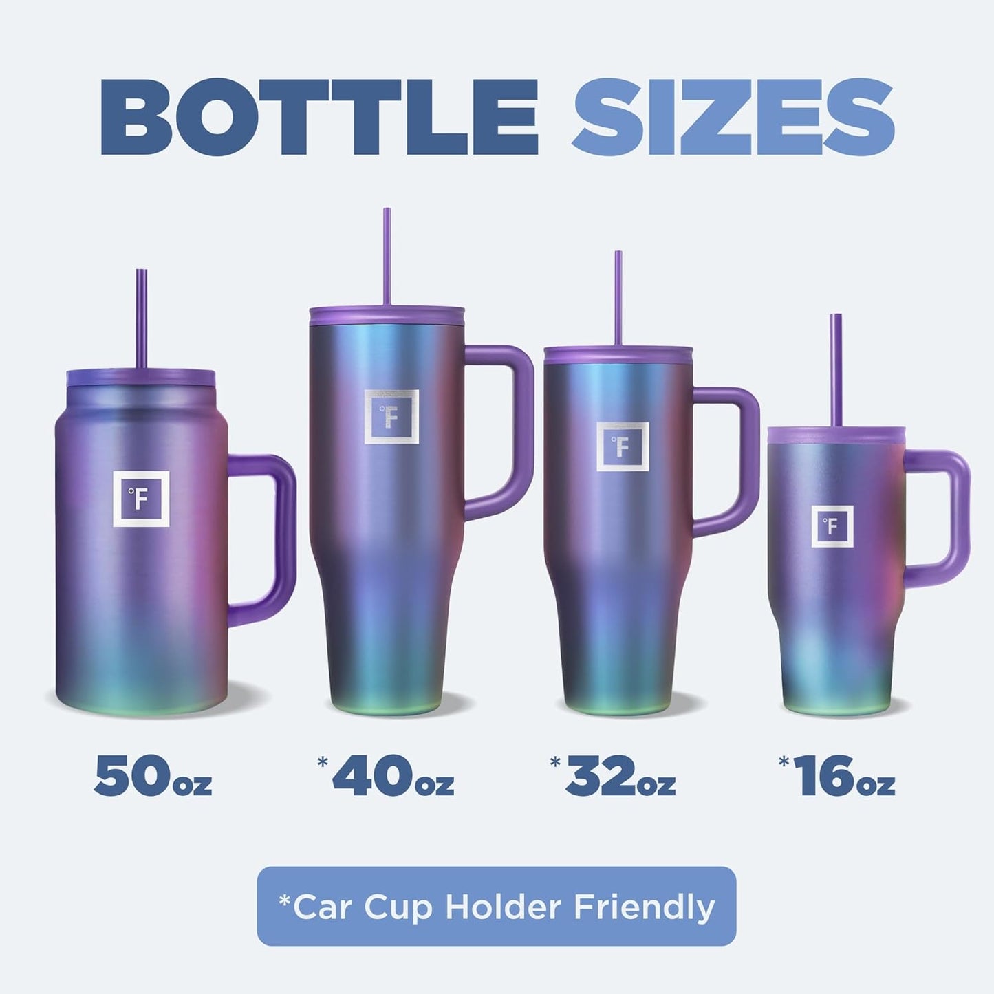 IRON °FLASK Co-Pilot Insulated Mug w/Straw & Flip Cap Lids - Cup Holder Bottle for Hot, Cold Drink - Leak-Proof - Water, Coffee Portable Travel Mug - Aurora, 32 Oz