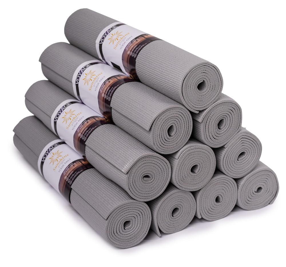Sunshine Yoga Voyage Yoga Mat, 10 Pack, 72" x 24" Professional Studio and Gym Bulk Yoga Mats, 5mm Thick, Durable, Anti-Tear, Non Slip Fitness and Exercise Mats