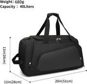 Waterproof Gym Bag with Shoe & Wet Compartment for Men/Women,Sports Duffle Bags for Workout/Fitness/Travel(Black,20"x11"x11")