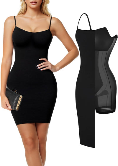 Popilush Summer Dresses for Women 2025 - Club Dress Cocktail Shapewear Mini Dress Spaghetti Straps Dinner Date Night Bodycon