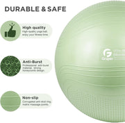 Yoga Ball, 18-30 Inch Extra Thick Exercise Ball for Workout Fitness Balance, Anti Burst Chair for Home and Office Desk, Includes Hand Pump & Workout Guide Access