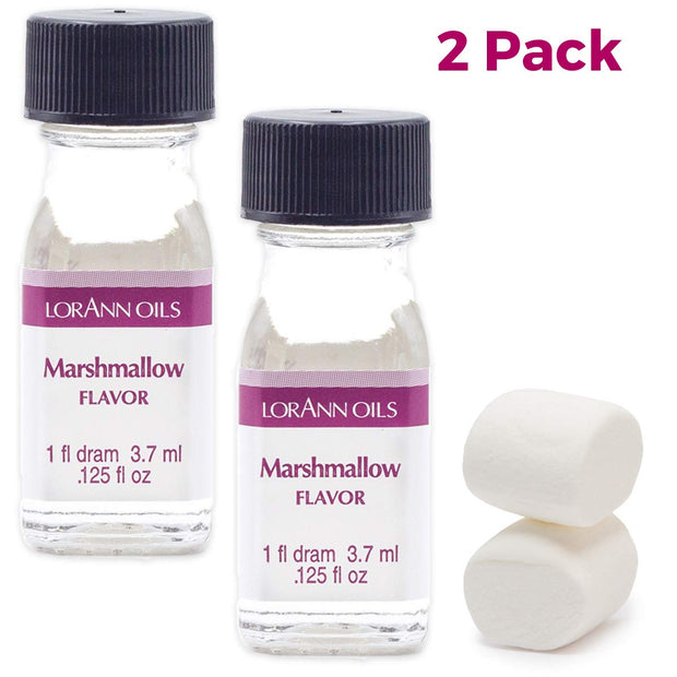 LorAnn Oils Super Strength Flavoring - Used For Candy Making, Flavoring, Baking, Hard Candy, & Flavor Oils - Bold, Natural Flavors 4X Stronger Than Extracts - Marshmallow, Pack of 2, 0.125 fl oz