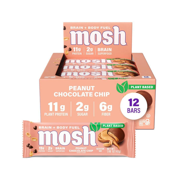 MOSH Variety Pack Vegan Protein Bars, Plant Based, Keto, Gluten Free, Brain Healthy Snack with Cognizin, Ashwagandha and Lion's Mane, 15 Count