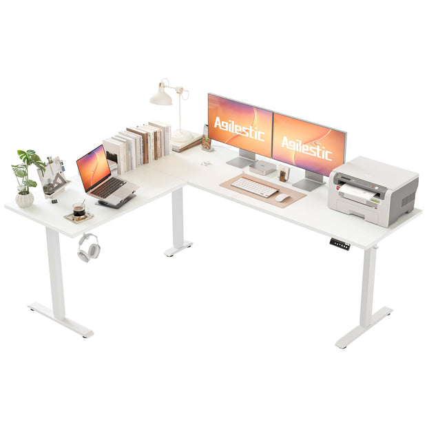 Agilestic L Shaped Standing Desk 63 x 55 inch Adjustable Height, Electric Corner Standing Desk, Sit Stand Computer Table with Splice Board, Rustic Brown