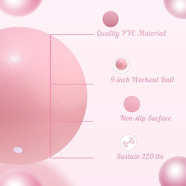 Small Pilates Ball 9 Inch Small Exercise Ball Mini Workout Yoga Balls for Gym Yoga, Core Training, Fitness, Workout, Stability, Improves Balance