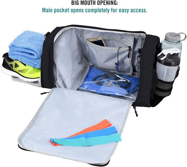 Ultimate Gym Bag 2.0: The Durable Crowdsource Designed Duffel Bag with 10 Optimal Compartments Including Water Resistant Pouch
