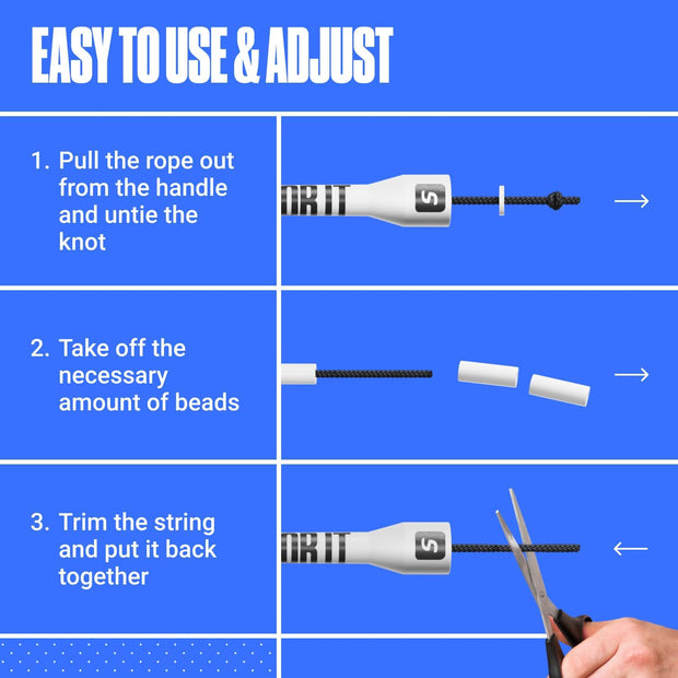 Sportbit Elite Beaded Jump Rope - Adjustable Speed Rope for Fitness, CrossFit, Boxing - Tangle-Free, Lightweight