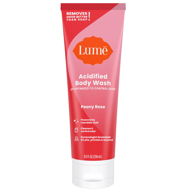 Lume Acidified Body Wash - 24 Hour Odor Control - Removes Odor Better than Soap - Moisturizing Formula - Formulated Without SLS or Parabens - OB/GYN Developed - 8.5 ounce (Unscented)