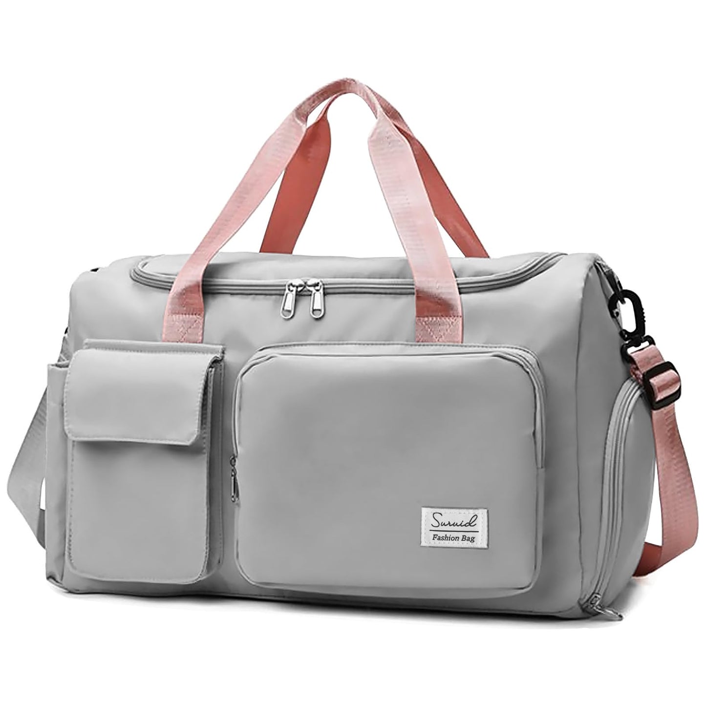 Travel Yoga Duffel Bag with Shoes Compartment Sports Gym Handbag with Dry Wet Separated Pocket for Training Men and Women, Overnight /Weekender Bag - Pink
