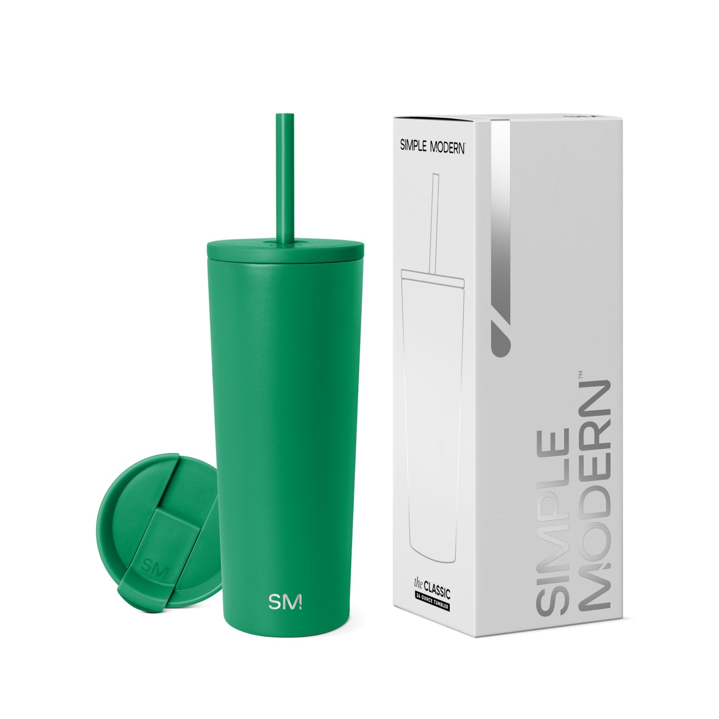 Simple Modern Insulated Tumbler with Lid and Straw | Iced Coffee Cup Reusable Stainless Steel Water Bottle Travel Mug | Gifts for Women Men Her Him | Classic Collection | 24oz | Midnight Black
