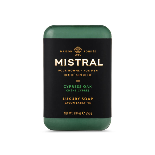 Mistral Cedarwood Marine Luxury Bar Soap for Men | Men’s Natural Soap Bar | Paraben, Phthalates Free | Moisturizing & Triple-Milled Natural Soap for Men - Made in France | Large, 8.8 oz