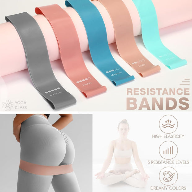 Set of 6 Style Pilates Home Equipment Set Pilates Essential Kit Workout Accessories 14 Magic Circle Mini Exercise Ball Yoga Strap Silicone Tension Strip Tension Band Sliding Plate