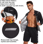 LAZAWG Men Sauna Suit Workout Sweat Jacket Zipper Gym Sauna Shirt Heat Trapping Sweat Top
