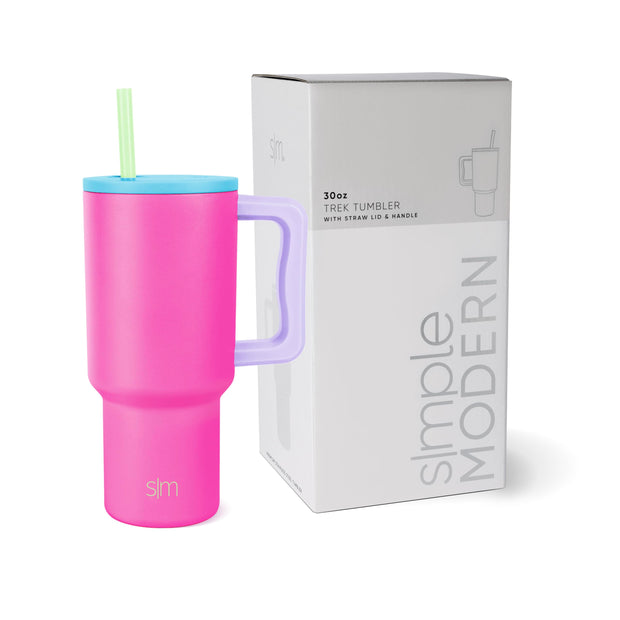 Simple Modern 40 oz Trek Tumbler with Handle and Straw Lid | Cup Holder Friendly Insulated Stainless Steel Travel Mug | Blue Dune
