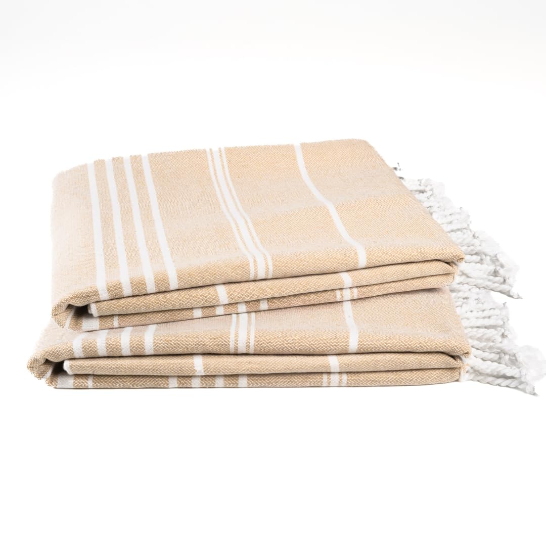 Cotton Turkish Beach Towel Towels Oversized 36"x72" Pool Absorbent Extra Large Quick Dry Sand Travel Towel (Beige, 4 Pack)