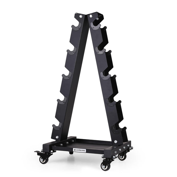 LIONSCOOL Premium Solid Steel Dumbbell Rack Stand Only, A-Frame Portable Weight Storage Organizer with Optional Tray and Wheels, Perfect for Home Gym Fitness Storage (200LBS/300LBS/700LBS Weight Capacity Available)