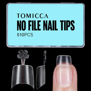 TOMICCA Short Coffin Nail Tips, 240Pcs Acrylic Half Cover Nail Tips Coffin, No C Curve Full Matte Gel Nail Tips Short, Nail Extension Tips for Beginner and Professional 12 Sizes