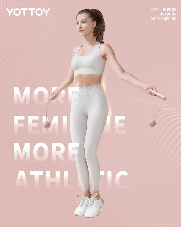 YOTTOY Skipping Ropes for Adults -Cordless Counter Jump Rope with Large Cordless Ball-Weighted Jump Rope for Women with LCD Display