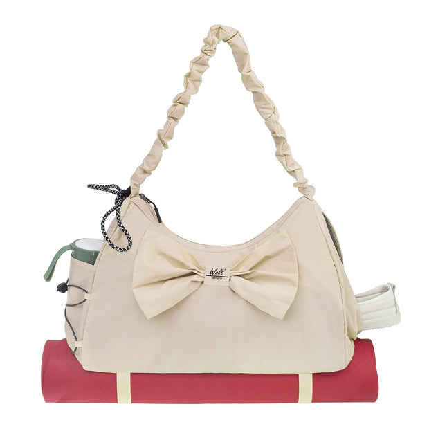 WOLT Gym Bag For Women, Yoga Mat Bag with Shoes Compartment, Wet Pocket and Water Bottle Pocket